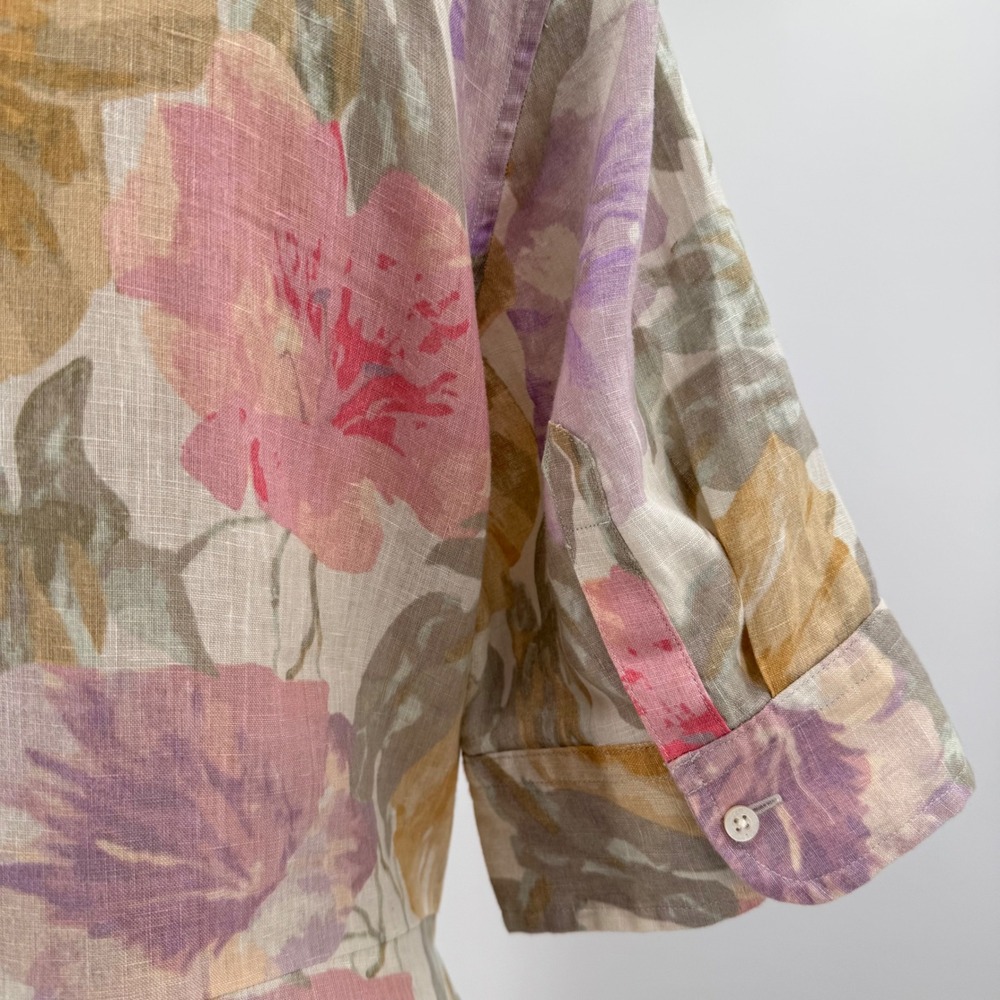 Lauren Ralph Lauren Shirt Dress Womens 16 Floral Linen Midi Tie Waist Excellent - Picture 5 of 10